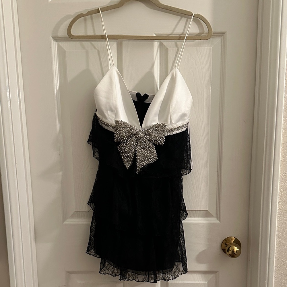 Alice + Olivia Black and White Lace Chemise